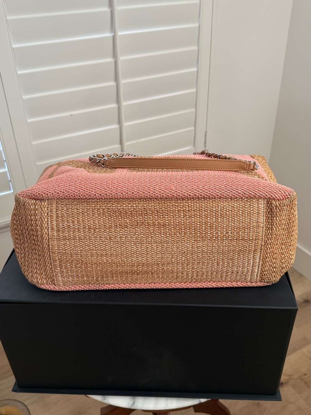 Chanel Pink Raffia Large Shopping Tote - Picture 7 of 11